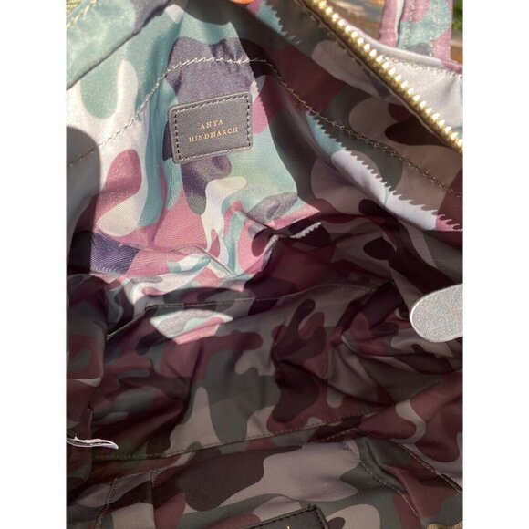 Anya Hindmarch camouflage logo eyes tote bag crossbody green brown olive black - Picture 9 of 13